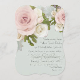 Invitación Rosa Romántico Dusty Sage Suculenta Boda Floral