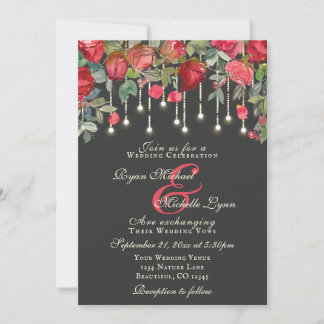 Invitación Rosa Romántico Encantador Boda Floral Jardín