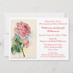 Invitación Rosa romántico Personalizado de flores de bud Fies