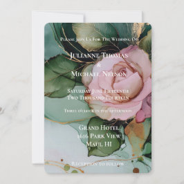 Invitación Rosa romántico Rubor Boda floral de oro rosado