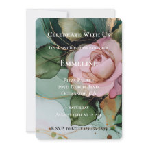 Rosa romántico Rubor Pink Gold Floral Cumpleaños