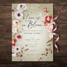 Invitación Rosa Romántico Sage Floral Love In Bloom Shower