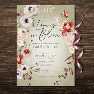 Invitación Rosa Romántico Sage Floral Love In Bloom Shower