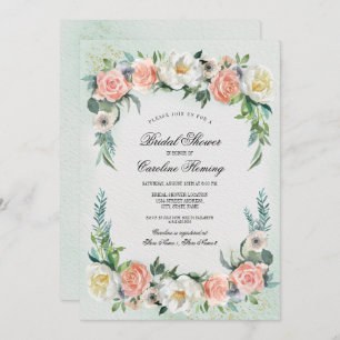 Invitación Rosa romántico Wreath Watercolor Bridal Shower