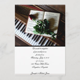 Invitación Rosa romántico y fiesta del piano