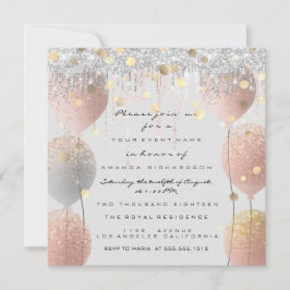 Invitación Rosa Rosa Ballon Sweet 16th Bridal Baby Gray