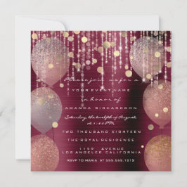 Invitación Rosa Rosa Ballon Sweet 16th Bridal Bordeaux Marsal