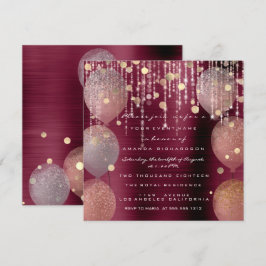 Invitación Rosa Rosa Ballon Sweet 16th Bridal Bordeaux Marsal