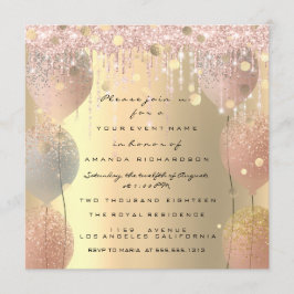 Invitación Rosa Rosa Ballon Sweet 16th Bridal Shower