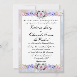 Invitación Rosa rosa | Boda de Silver Bokeh