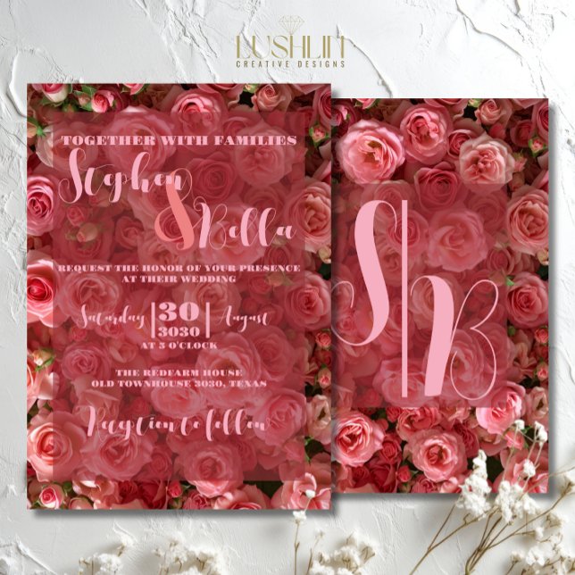 Invitación Rosa Rosa Boda Verano Floral elegante (Subido por el creador)
