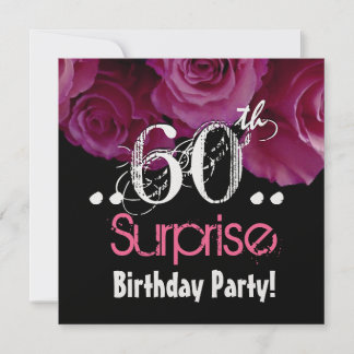 Invitación Rosa rosa Bouquet 60º Sorpresa Cumpleaños Metálico