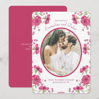 Invitación Rosa Rosa Brillante Salva la Fecha de la Boda