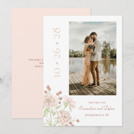 Invitación Rosa Rosa Claro Boda Moderna Salva la Fecha