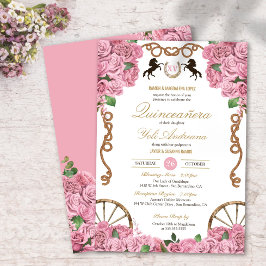 Invitación Rosa rosa claro Floral Occidental Charra Quinceane