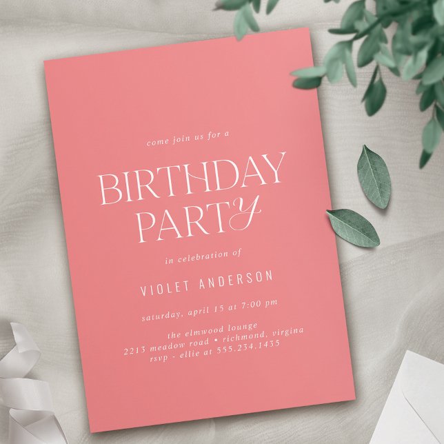 Invitación Rosa Rosa | Cualquier fiesta moderna de cumpleaños (Subido por el creador)