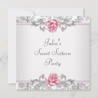Invitación Rosa Rosa Damasco Fiesta Rosa Bonita Cumpleaños Di