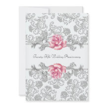 Rosa Rosa Damask Plata Aniversario de Bodas 25