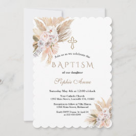 Invitación Rosa rosa de orquídea blanca Bautismo de gramo pam