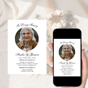 Invitación Rosa Rosa Dorada Funeral En Amado Recuerdo, Funera
