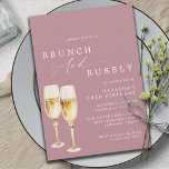 Invitación Rosa Rosa Dusty | Girly Champagne Birthday Brunch<br><div class="desc">Invitaciones elegantes y modernas para el brunch de cumpleaños con un ilustracion acuarela de copas de champán. Fuente blanca en un color rosa-malva silenciado.</div>