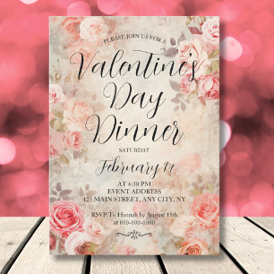 Invitación Rosa Rosa Elegante El día de San Valentín Fiesta d