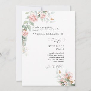 Invitación Rosa rosa Eucalyptus Novia Boda de Padres