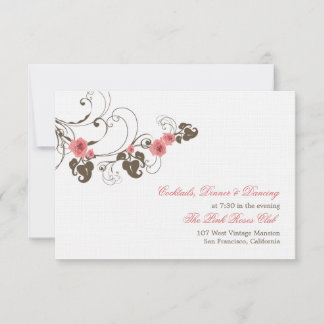 Invitación Rosa Rosa Fleur Elegante Recepción de Boda Floral