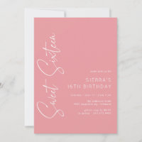 Rosa Rosa Girly Sweet Dieciséis Script 16º cumplea