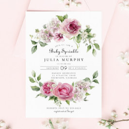 Invitación Rosa rosa Hydrangea Chica de arco floral Baby Spri