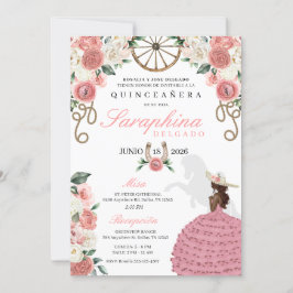 Invitación Rosa rosa Mariachi Occidental Novia Quinceañera
