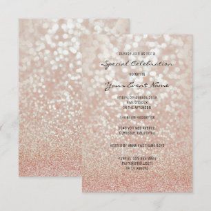 Invitación Rosa Rosa Oro Faux Purpurina Plata Mínimo Formal