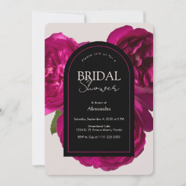 Invitación Rosa Rosa Oscuro Ducha Romántica De Novias