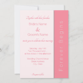 Invitación Rosa Rosa Para Siempre Comienza Una Boda Sencillam