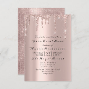 Invitación Rosa Rosa Pastel Polvo Polvo Diamante espárrago Me