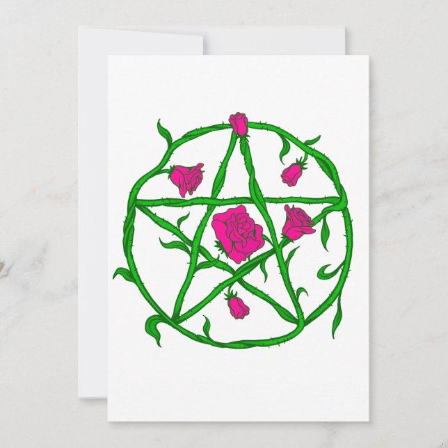 Invitación rosa rosa pentagrama (Anverso)