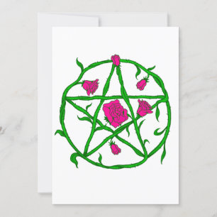 Invitación rosa rosa pentagrama
