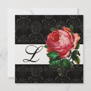 INVITACIÓN ROSA ROSA PINK PRECIOSA  BLANCO NEGRO  MONOGRAMA D