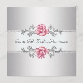 Invitación Rosa Rosa Plata 25 Aniversario de Boda