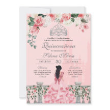 Rosa rosa Plata Tiara Real Princesa Quinceañera