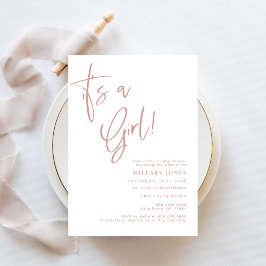 Invitación Rosa/ Rosa Polvoriento Baby Shower es un corazón c