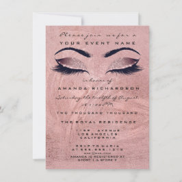 Invitación Rosa Rosa Rojo Mar Rojo Makeup Purpurina de ojos 1