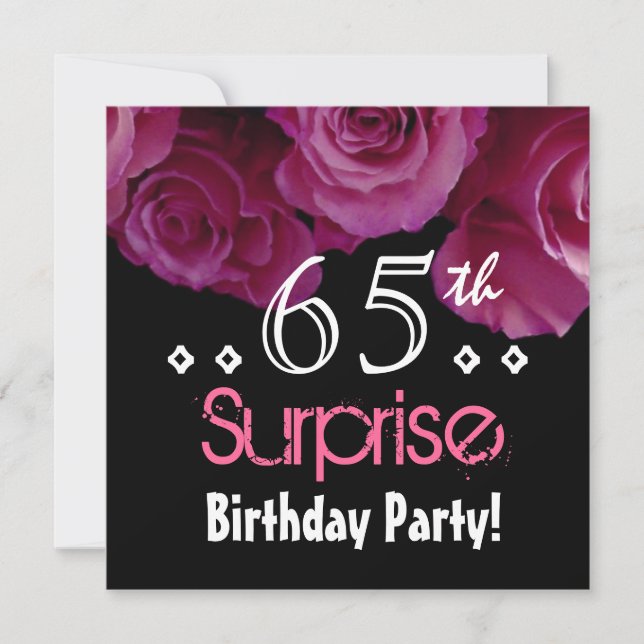 Invitación Rosa Rosa Rosa Bouquet 65º cumpleaños sorpresa S00 (Anverso)