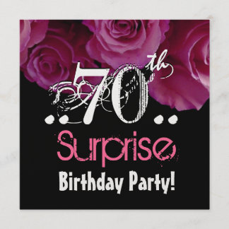 Invitación Rosa Rosa Rosa Bouquet 70º Sorpresa Cumpleaños Met