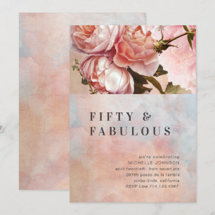 Invitación Rosa Rosa Rosa Cincuenta Fabuloso Floral Mínimo Bo