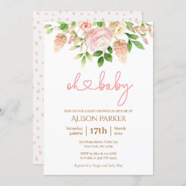 Invitación Rosa Rosa Rosa Elegante Chica Floral Baby Shower