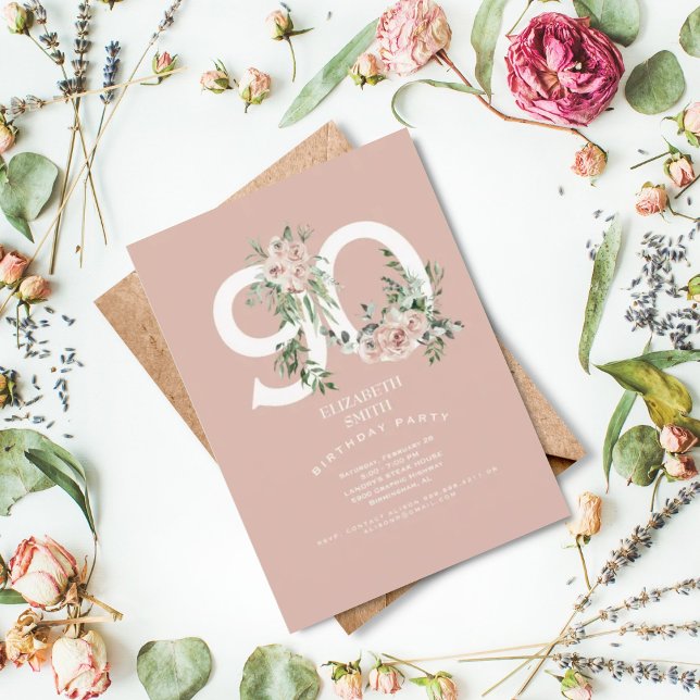 Invitación Rosa Rosa Rosa Elegante Novena Fiesta de Cumpleaño (Subido por el creador)