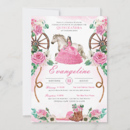 Invitación Rosa Rosa Rosa Encantada Charro Occidental Quincea
