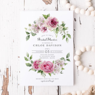 Invitación Rosa Rosa Rosa Hydrangea Arco floral Ducha de novi