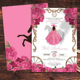 Invitación Rosa Rosa Rosa Occidental Charro Quinceanera